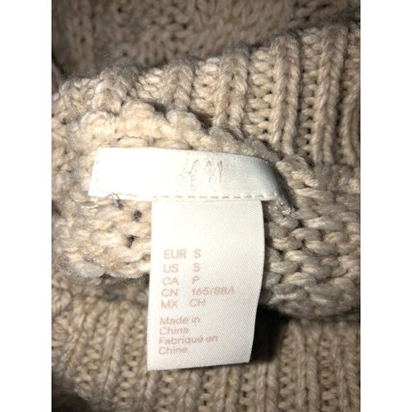 H&M Womens Size S Sweater Turtleneck Wool Blend Beige Oatmeal Long Sleeve Cozy - Picture 2 of 10